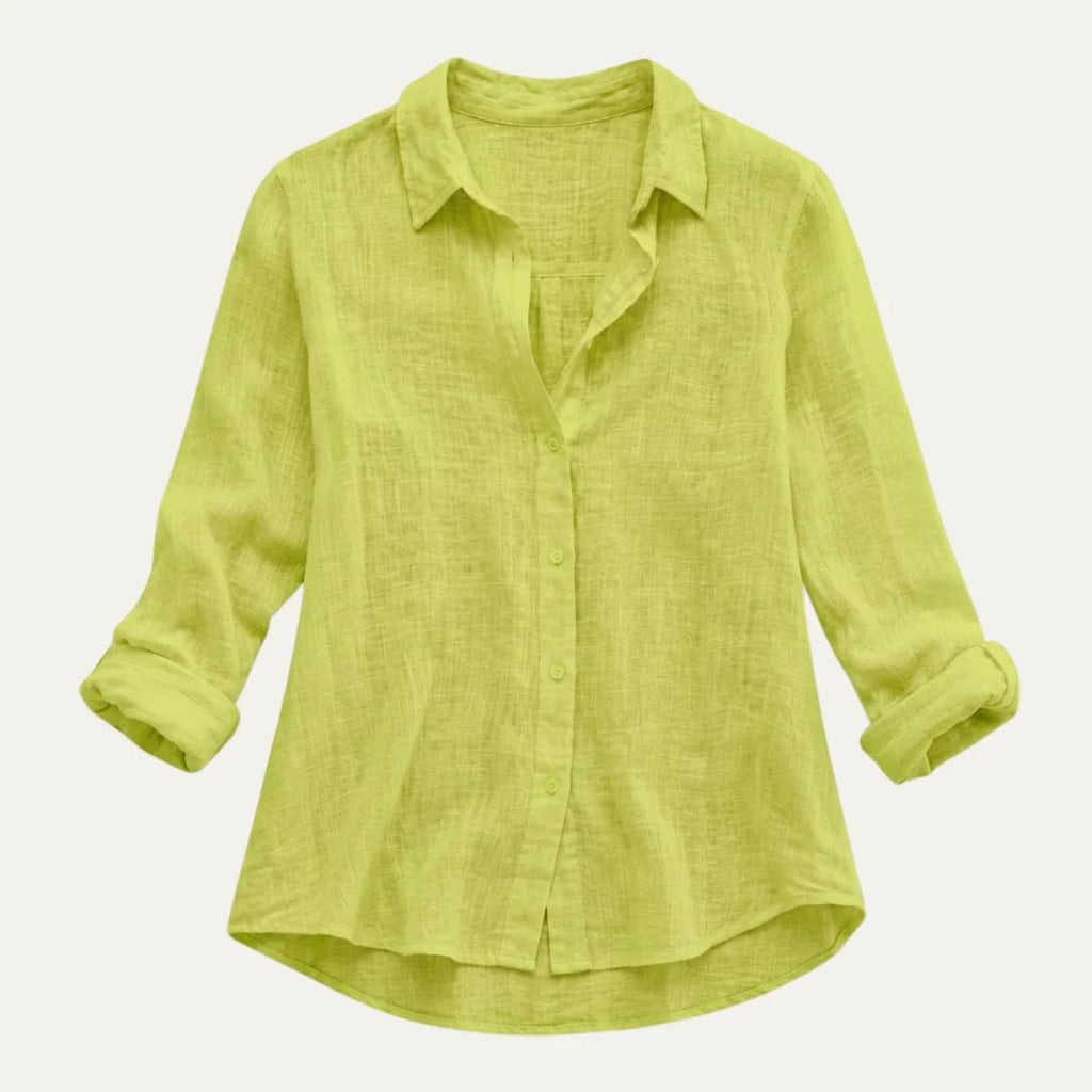 Women's Summer Linen Blend Button-Up Blouse