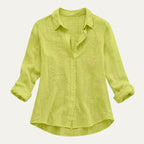 Women's Summer Linen Blend Button-Up Blouse