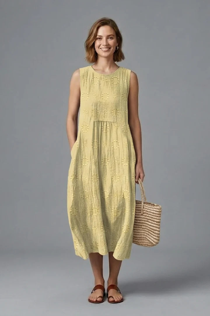 Women's Textured Sleeveless Midi Dress