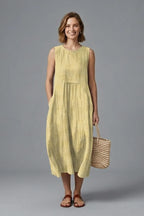 Women's Textured Sleeveless Midi Dress