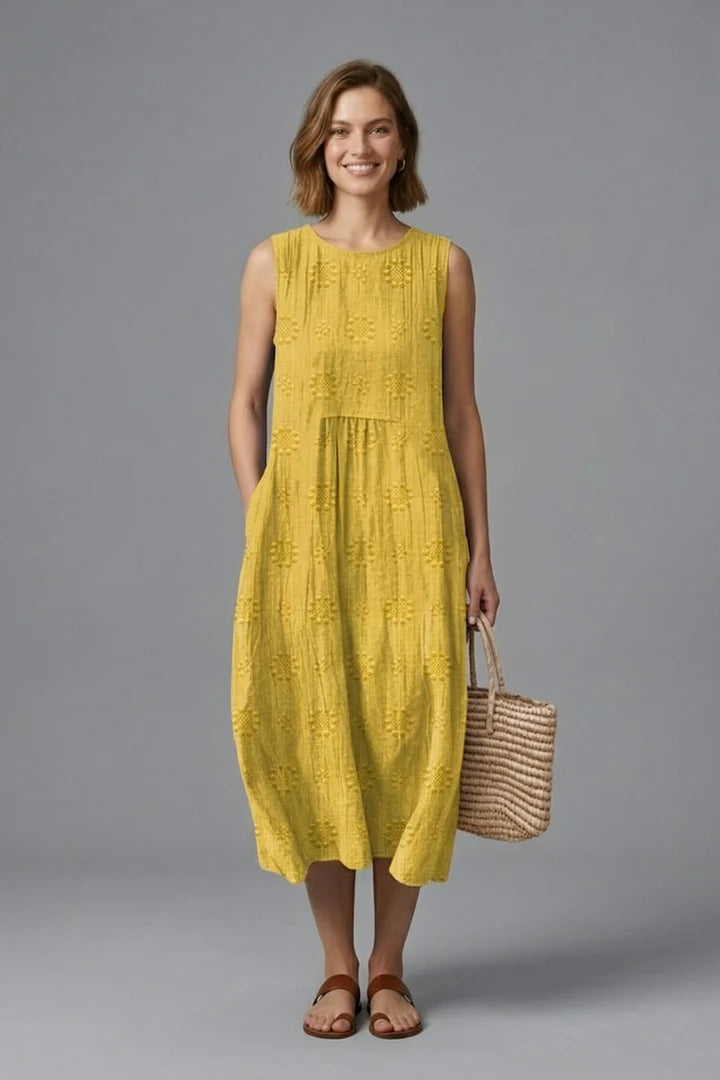 Women's Textured Sleeveless Midi Dress
