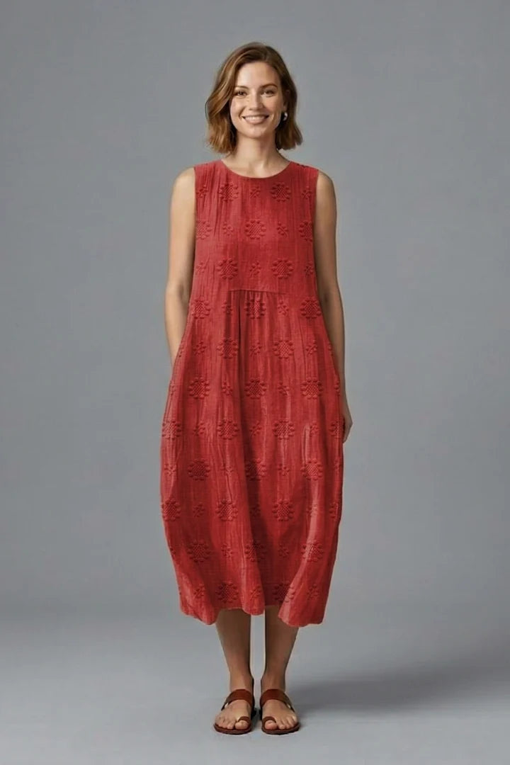 Women's Textured Sleeveless Midi Dress