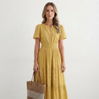 Women's Tiered Flutter-Sleeve Maxi Dress