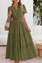 Women's Tiered Flutter-Sleeve Maxi Dress
