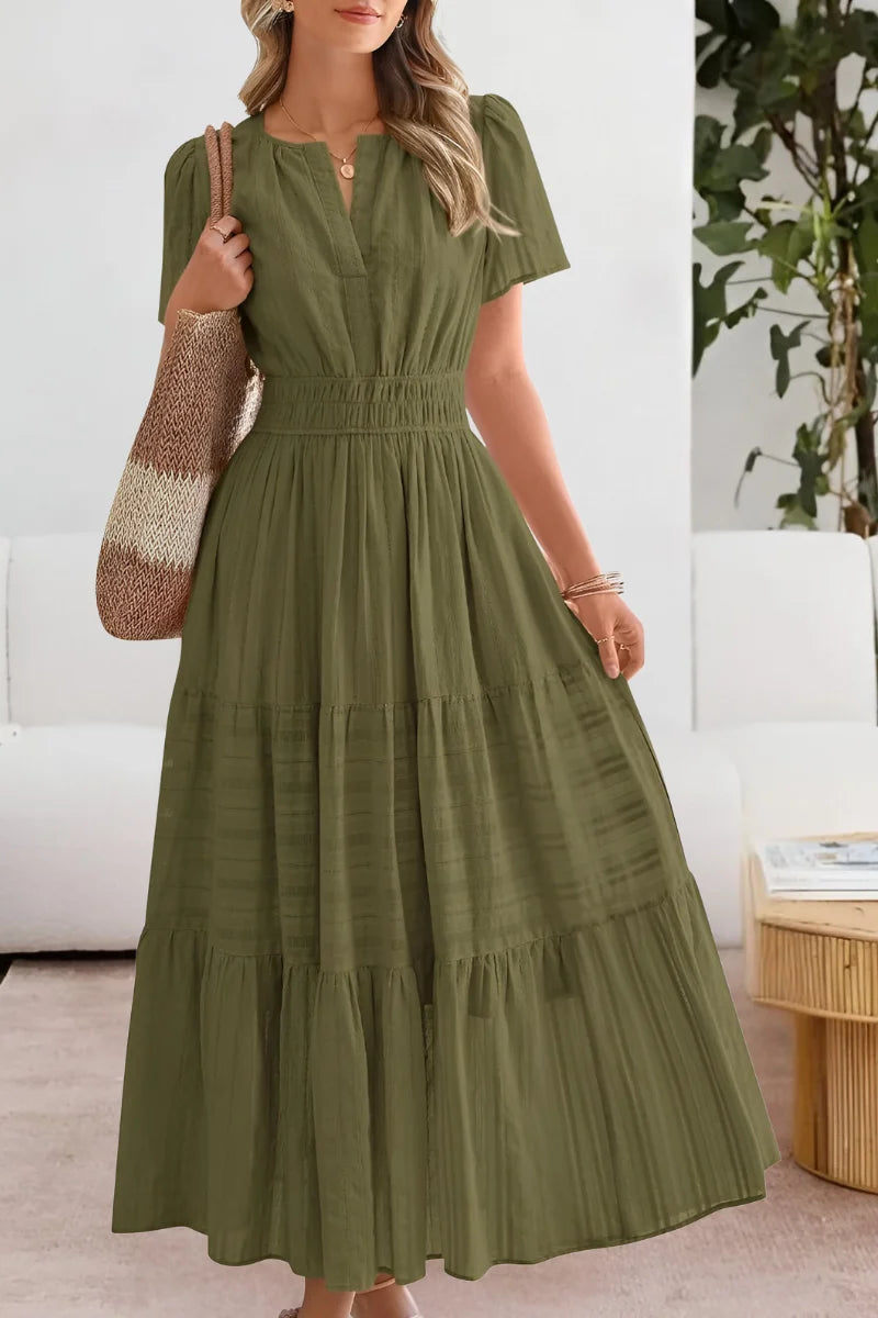 Women's Tiered Flutter-Sleeve Maxi Dress