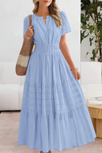 Women's Tiered Flutter-Sleeve Maxi Dress