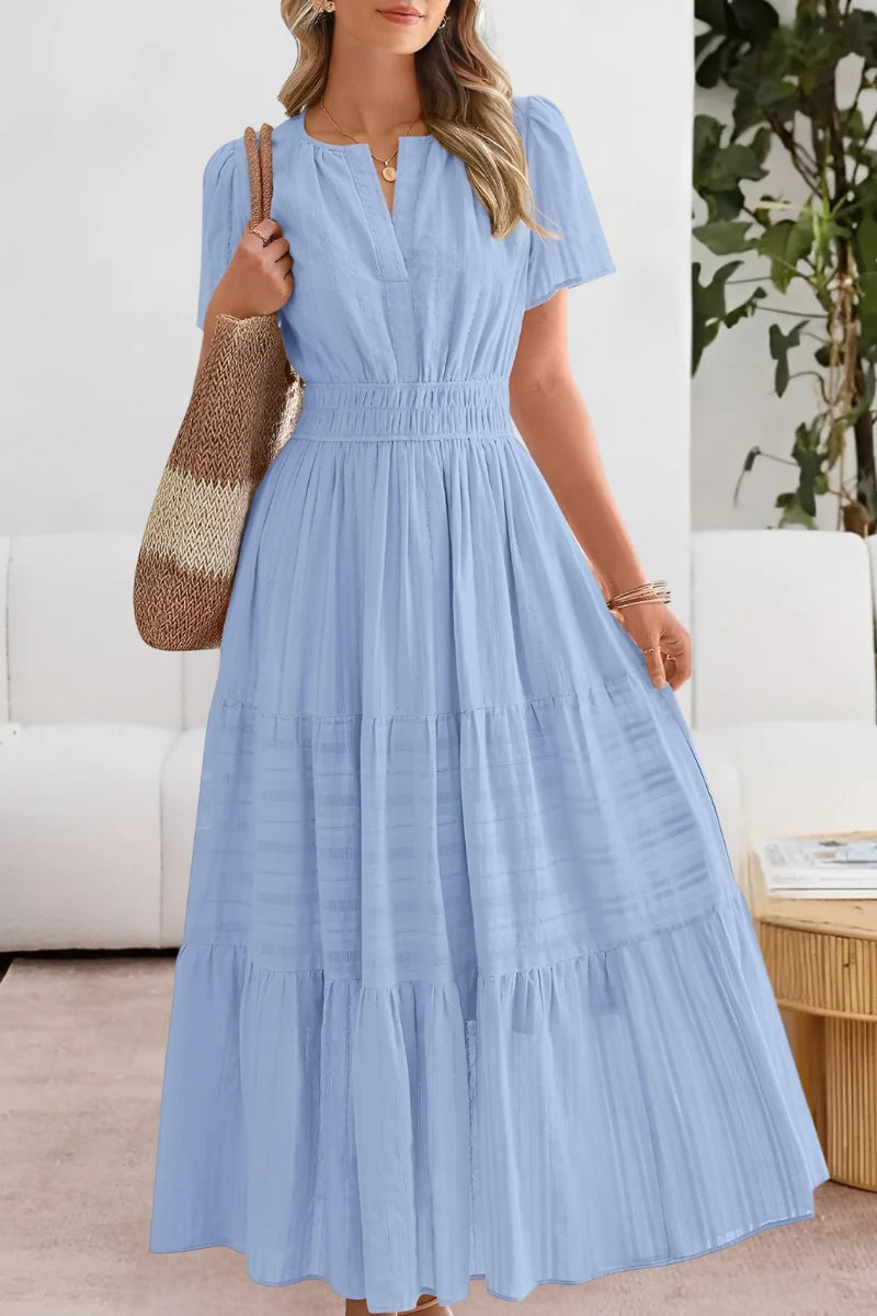 Women's Tiered Flutter-Sleeve Maxi Dress