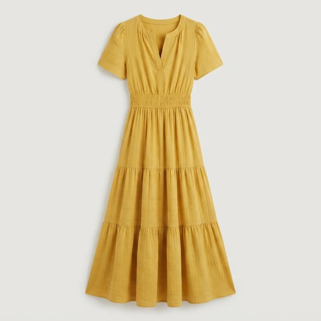 Women's Tiered Flutter-Sleeve Maxi Dress