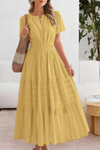 Women's Tiered Flutter-Sleeve Maxi Dress