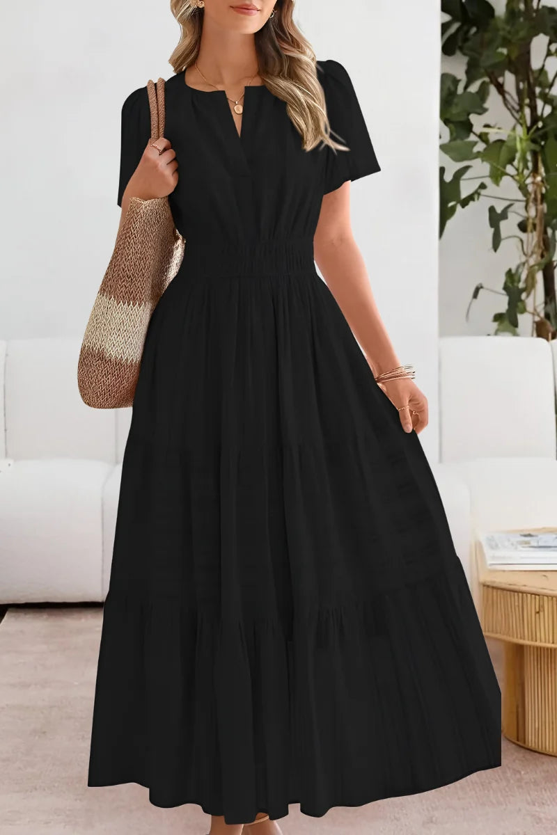 Women's Tiered Flutter-Sleeve Maxi Dress