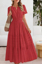 Women's Tiered Flutter-Sleeve Maxi Dress