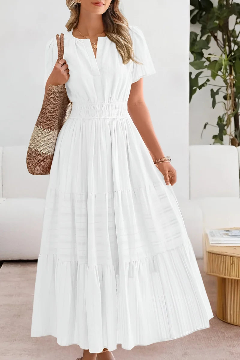 Women's Tiered Flutter-Sleeve Maxi Dress