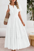 Women's Tiered Flutter-Sleeve Maxi Dress