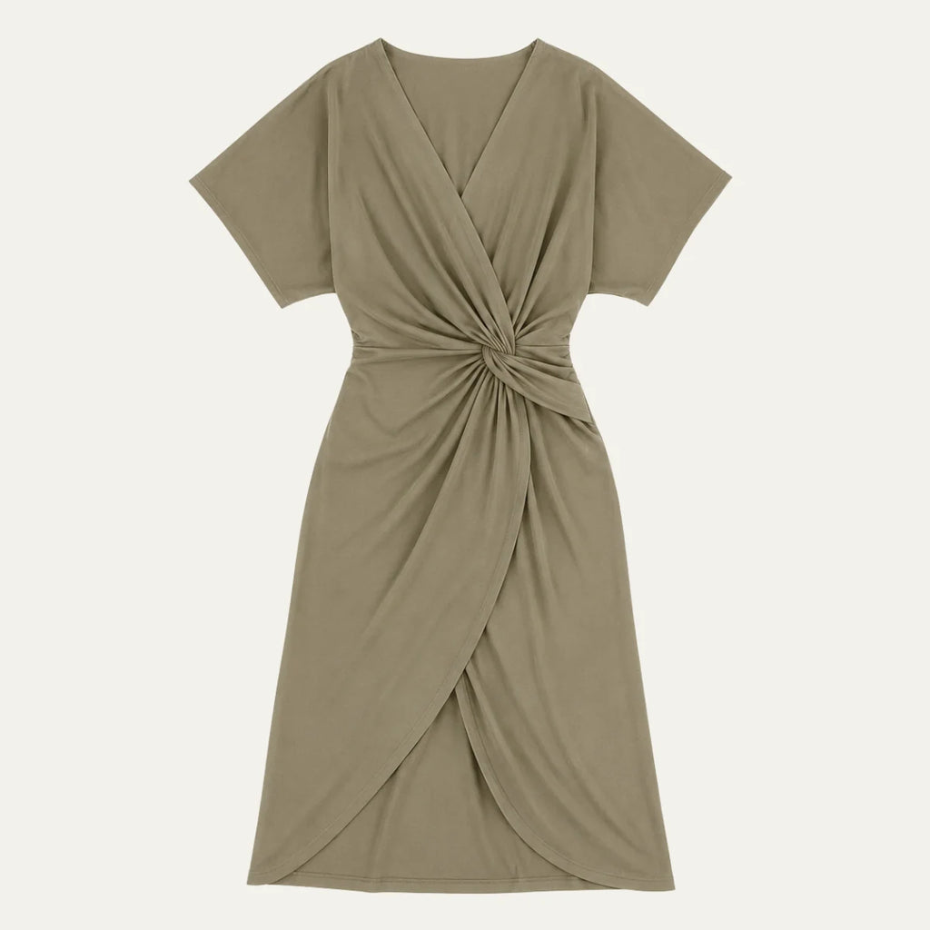 Women's Twist Front Wrap Midi Dress