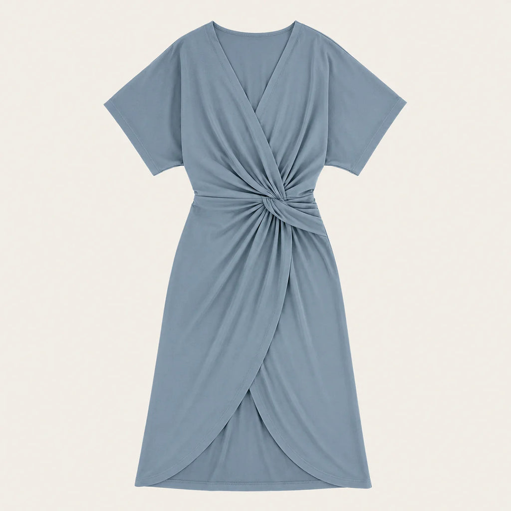 Women's Twist Front Wrap Midi Dress