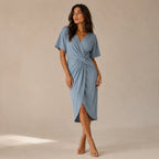 Women's Twist Front Wrap Midi Dress