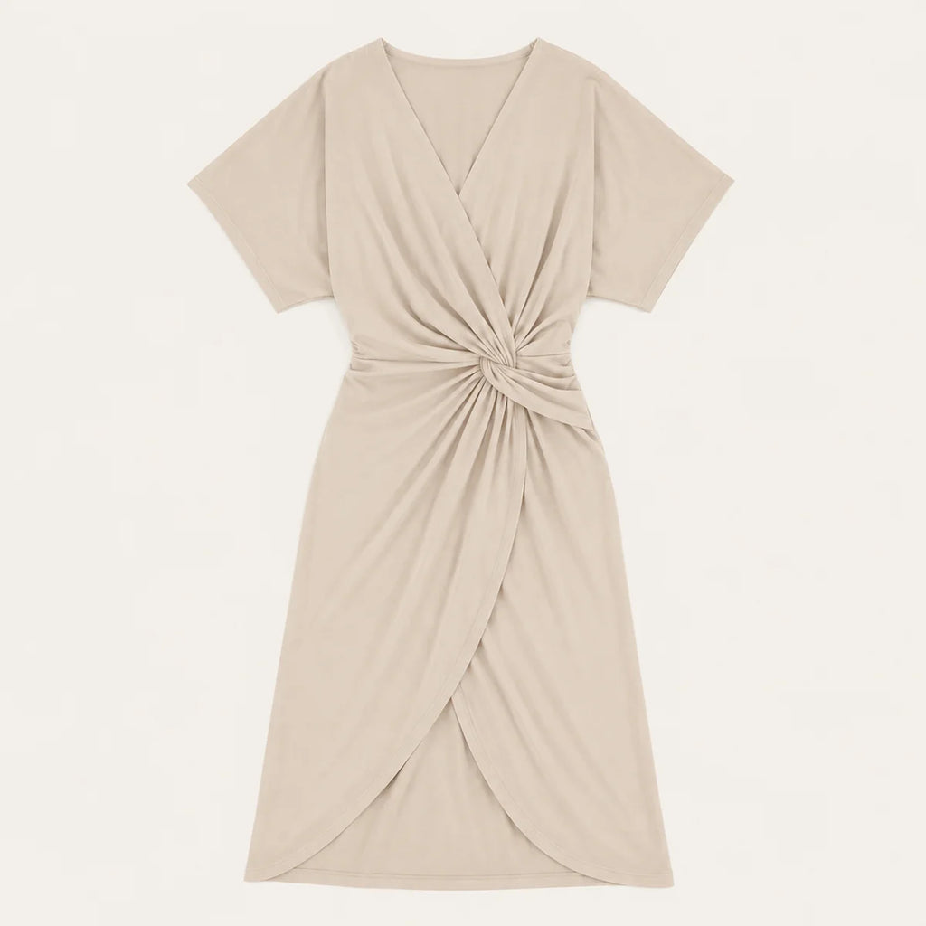 Women's Twist Front Wrap Midi Dress