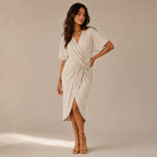 Women's Twist Front Wrap Midi Dress