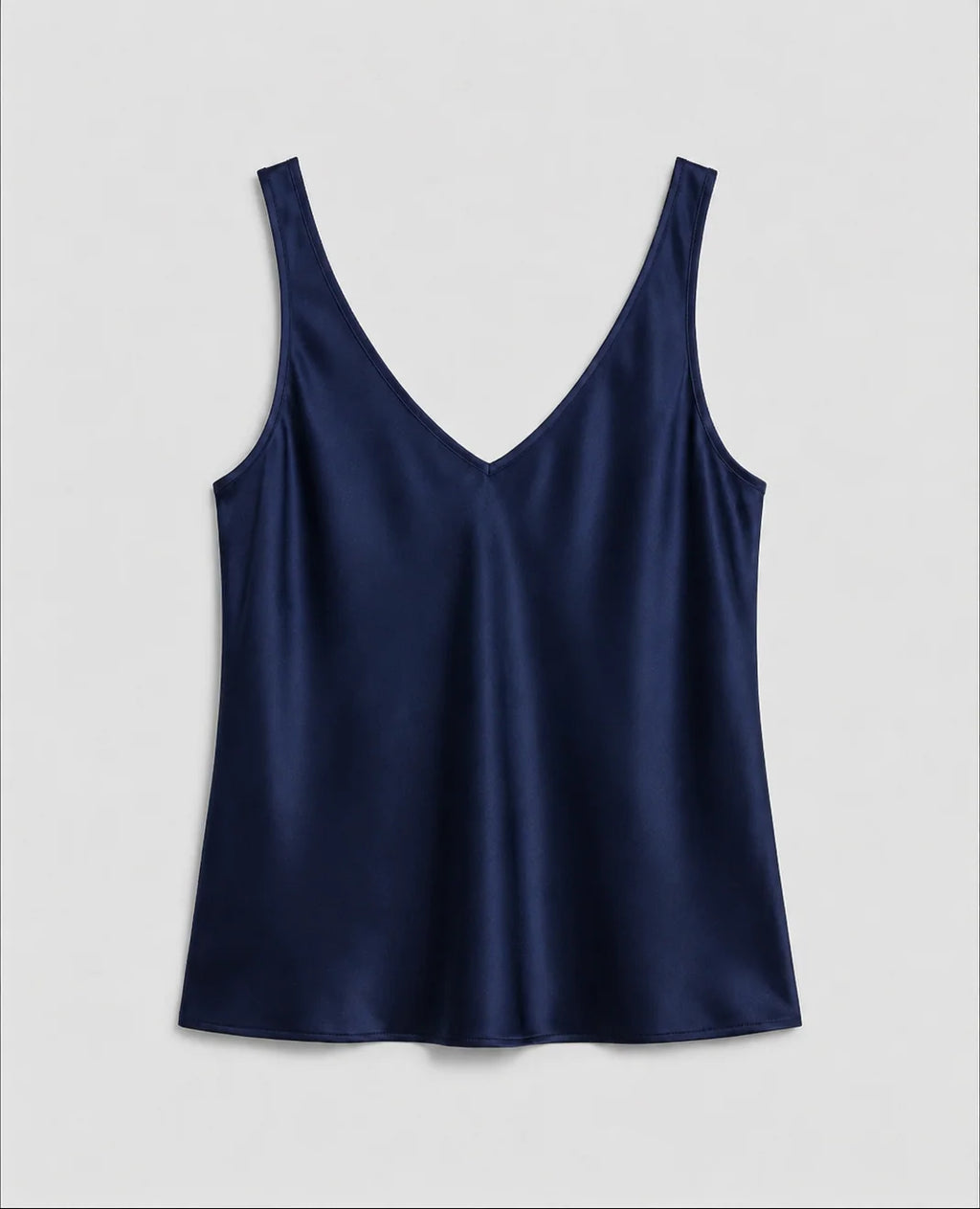 Women's V-Neck Satin Camisole Top with Wide Straps