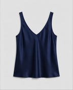 Women's V-Neck Satin Camisole Top with Wide Straps