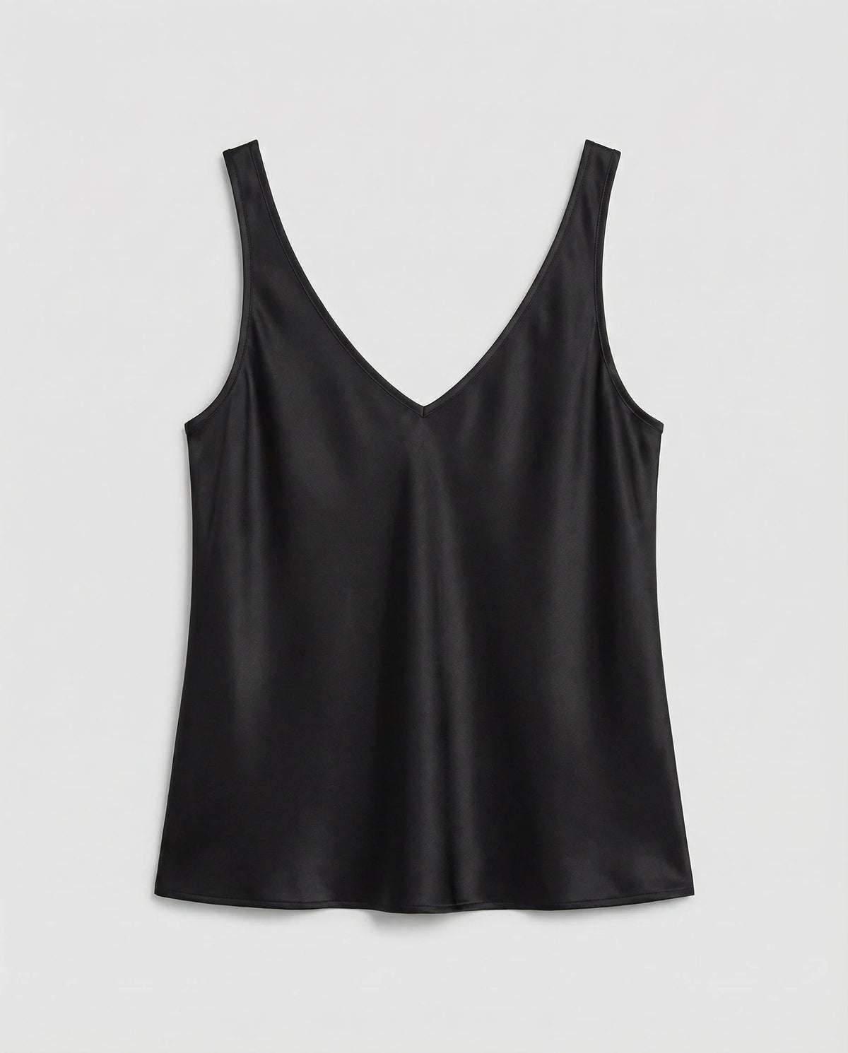 Women's V-Neck Satin Camisole Top with Wide Straps