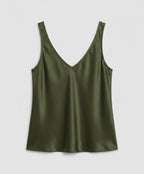 Women's V-Neck Satin Camisole Top with Wide Straps