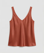 Women's V-Neck Satin Camisole Top with Wide Straps