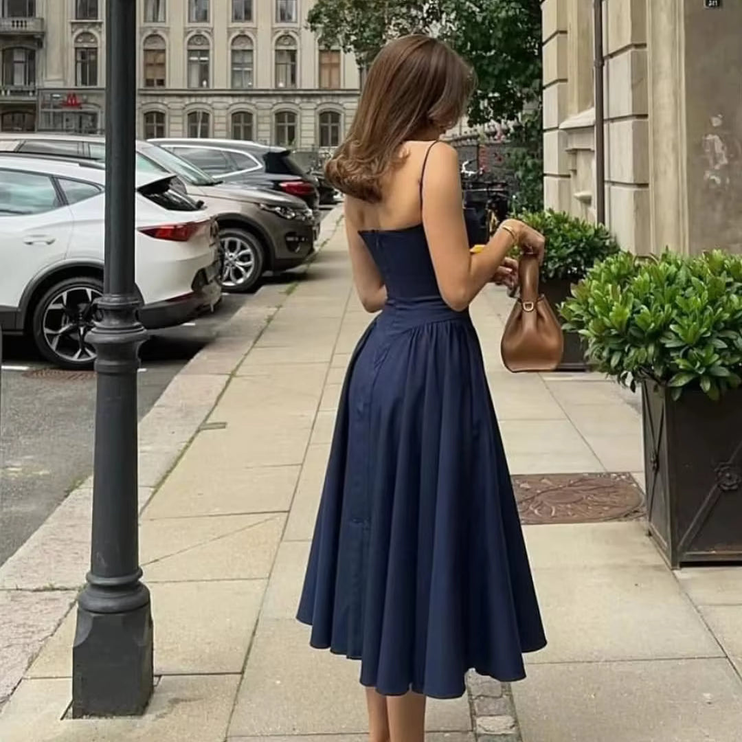Women's Vintage Floral Corset Midi Sundress